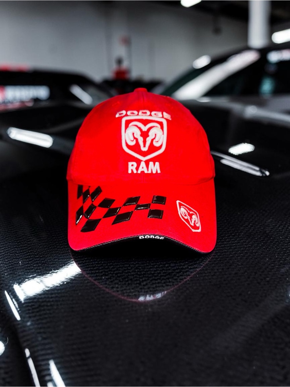 2003 Dodge Ram Racing Checkered Flag Adjustable Hat Cap